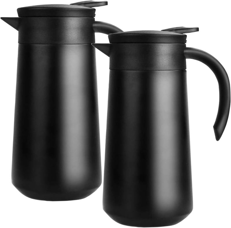 GearRoot 28oz Coffee Carafe Airpot Insulated Coffee Urn Stainless Steel Vacuum Thermal Pot Flask for Coffee, Hot Water, Tea, Hot Beverage - Keep 9 Hours Hot, 18 Hours Cold (2 Pack Black) - Image 1